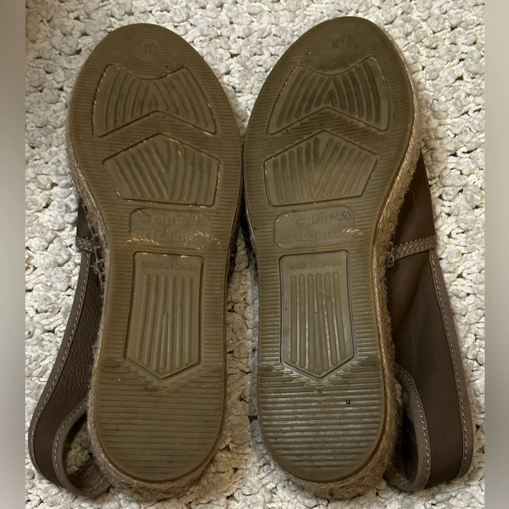 Gaimo Leather Slingback Open Toe Espadrille Sandals
